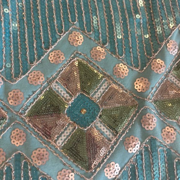 Verty Teal and Silver Patterned Mini Skirt - Picture 3 of 4